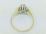 9k Yellow Gold Round Cut 35pt Genuine Ruby July Birthstone & 6pt Diamond Halo Ring