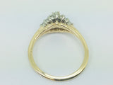 14k Yellow and White Gold Round Cut 10pt Genuine Ruby July Birthstone & 25pt Diamond Cluster Ring