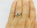 14k Yellow and White Gold Round Cut 10pt Genuine Ruby July Birthstone & 25pt Diamond Cluster Ring