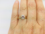 14k Yellow Gold Round Cut 12pt Genuine Ruby July Birthstone & 12pt Diamond Halo Ring