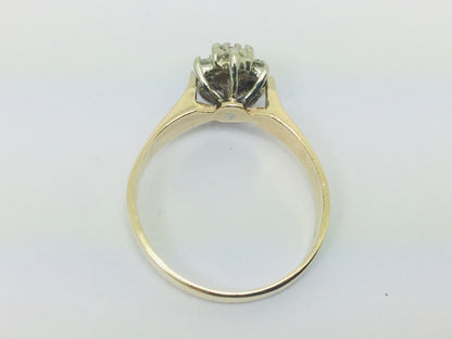 10k Yellow Gold Round Cut 5pt Genuine Ruby July Birthstone & 18pt Diamond Halo Ring
