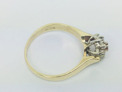 10k Yellow Gold Round Cut 5pt Genuine Ruby July Birthstone & 18pt Diamond Halo Ring