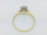 10k Yellow & White Gold Round Cut 20pt Genuine Ruby July Birthstone & 6pt Diamond Halo Ring