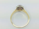 14k Yellow Gold Oval Cut 40pt Genuine Ruby July Birthstone & 25pt Diamond Halo Ring