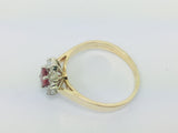 14k Yellow Gold Oval Cut 40pt Genuine Ruby July Birthstone & 25pt Diamond Halo Ring