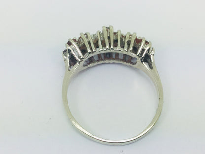 14k White Gold Round Cut 40pt Genuine Ruby July Birthstone & 24pt Diamond Halo Flower Ring