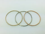 10k Solid Yellow, Rose, or White Gold 1mm Twisted Stackable Band Rings