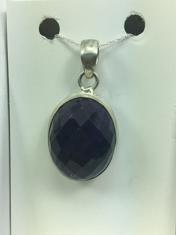 Genuine Amethyst ( Stone of Spirituality and Contentment ) Pendent With Silver Chain
