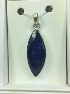 Genuine Blue Marquise Gemstone on Silver Chain
