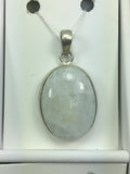 Genuine Moonstone Gemstone On Silver Chain