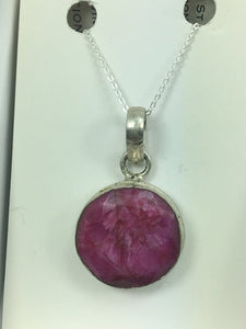 Genuine Round Ruby Gemstone On A Silver Chain