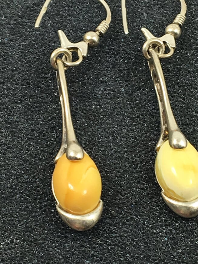 Silver Drop Earrings With Bone