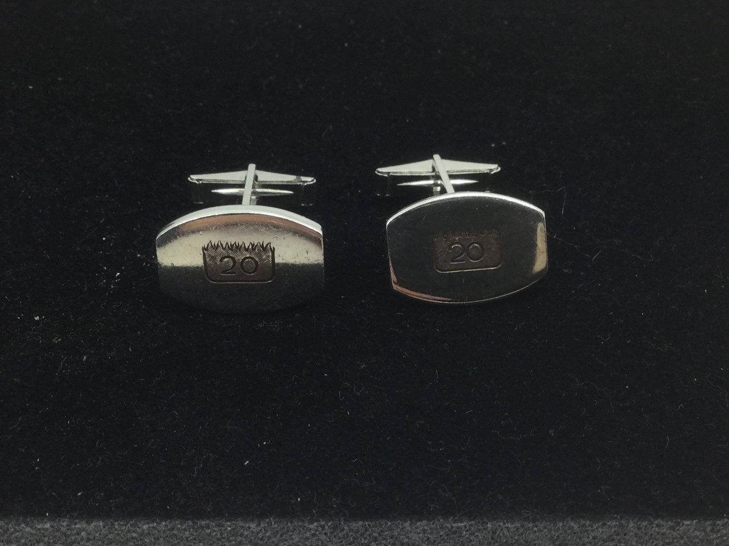 Carlton Sterling Silver 20th Anniversary Cuff Link & Tie Bar Set
