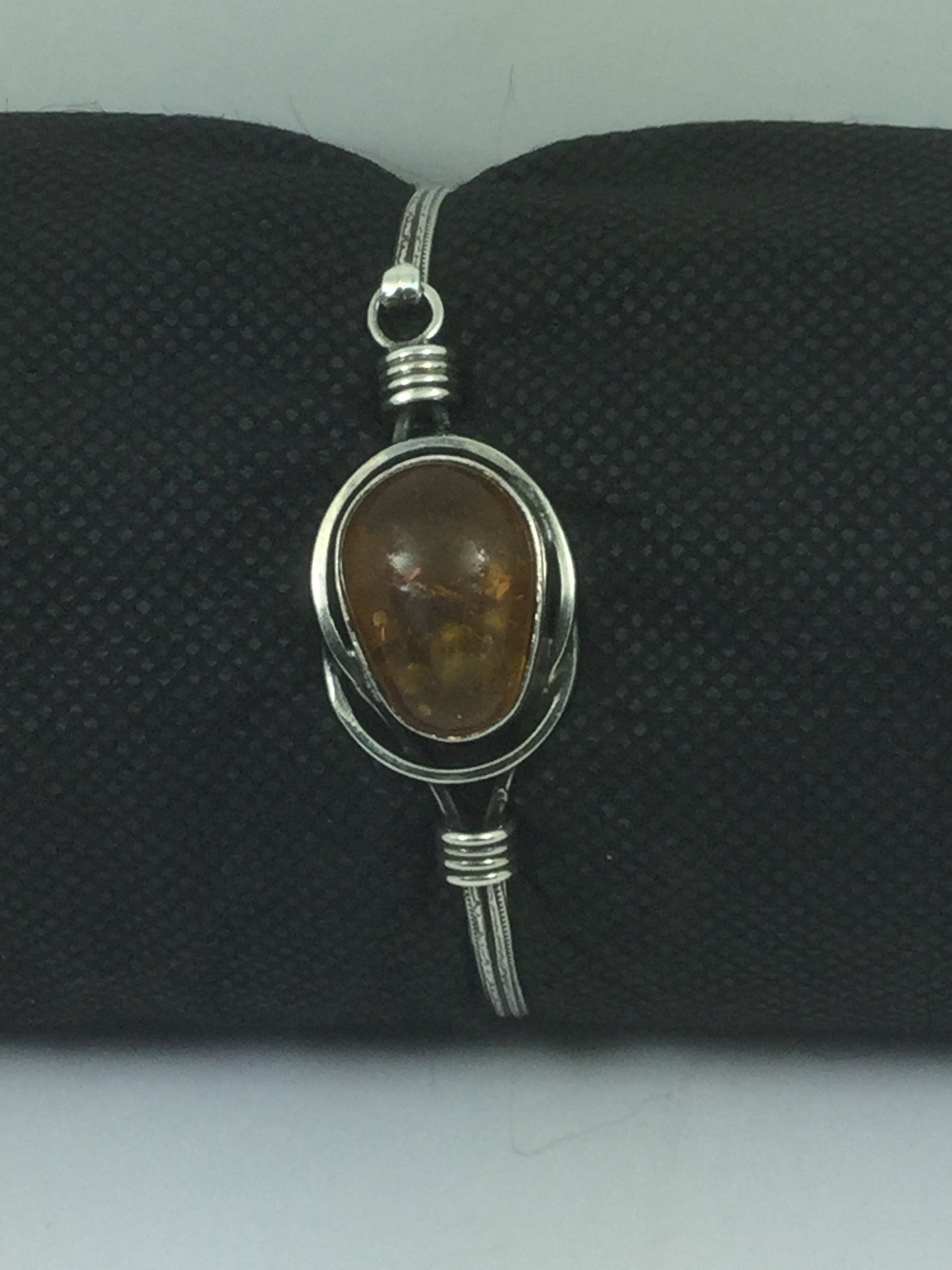 Solid Sterling Silver & Genuine Amber Bangle