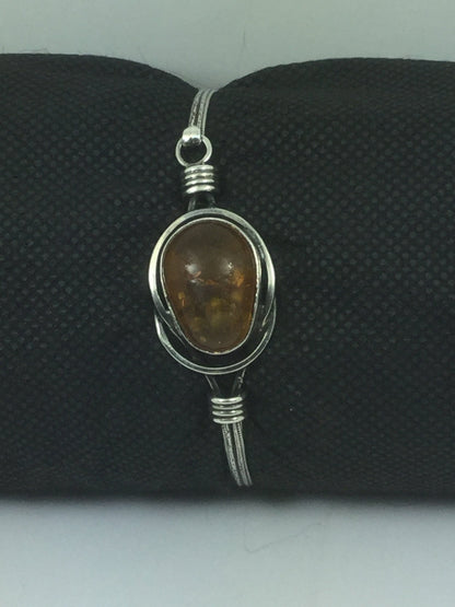 Solid Sterling Silver & Genuine Amber Bangle