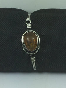 Solid Sterling Silver & Genuine Amber Bangle
