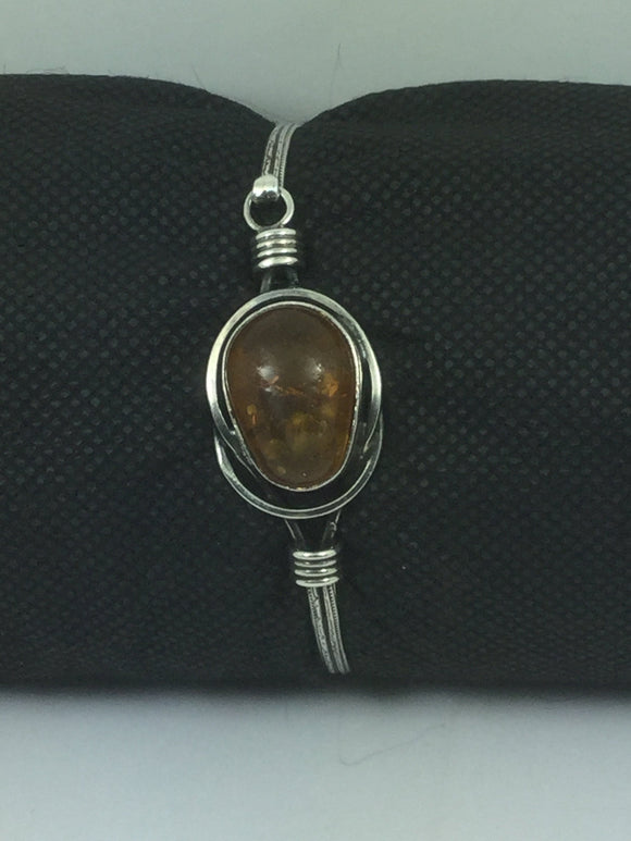 Solid Sterling Silver & Genuine Amber Bangle
