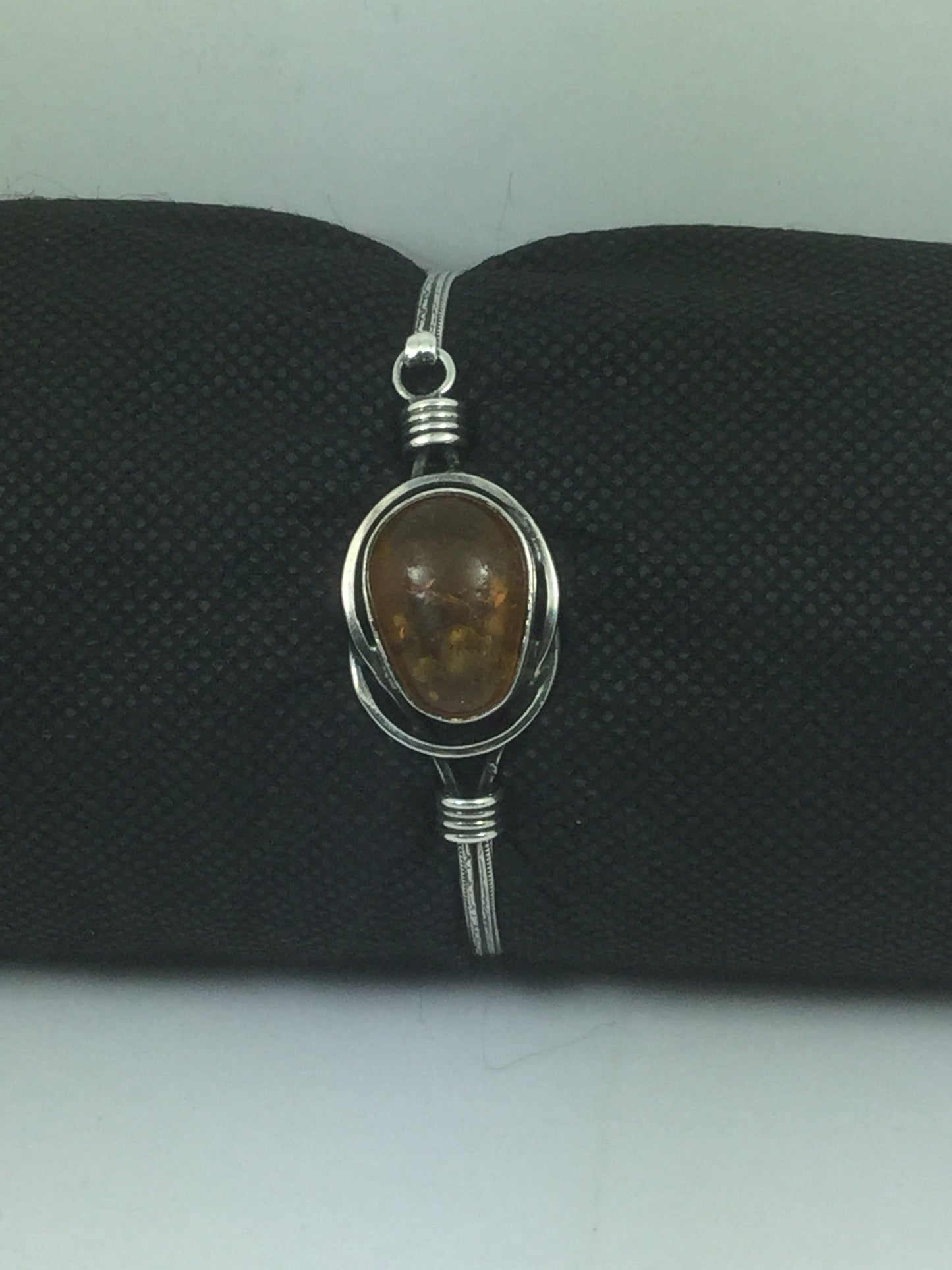 Solid Sterling Silver & Genuine Amber Bangle
