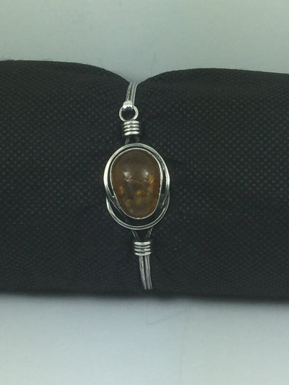 Solid Sterling Silver & Genuine Amber Bangle