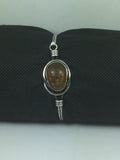 Solid Sterling Silver & Genuine Amber Bangle