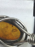 Solid Sterling Silver & Genuine Amber Bangle