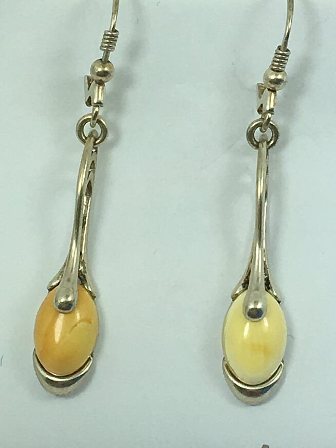 Silver Drop Earrings With Bone