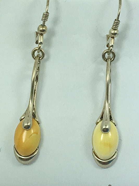 Silver Drop Earrings With Bone
