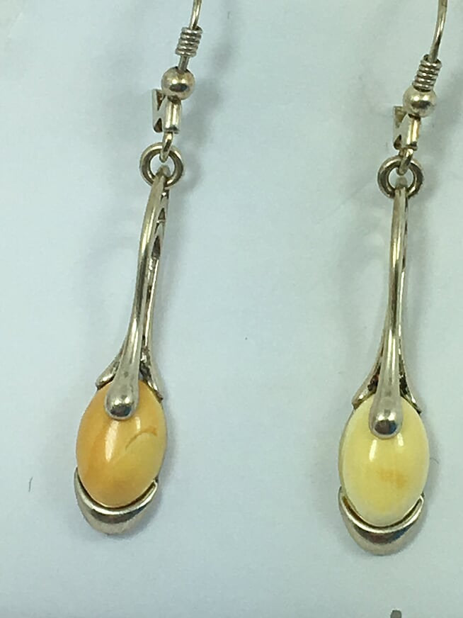 Silver Drop Earrings With Bone