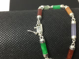 Chinese “Good Luck” Silver Amethyst Carnelian Agate Jade & Smokey Quartz Earring Bracelet Necklace Set