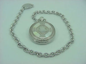 Sterling Silver 925 Dolan Bullock Pocket Watch Moter Of Pearl Swiss Made