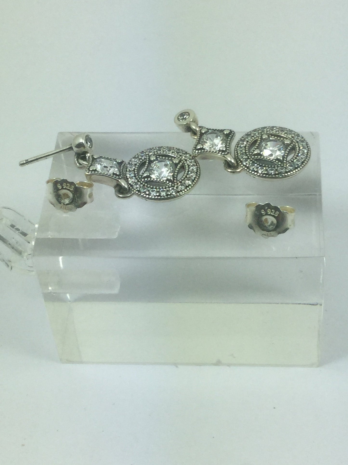 Pandora Allure Silver And Cubic Zirconia Drop Earrings
