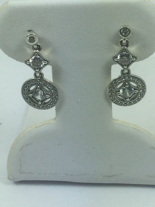 Pandora Allure Silver And Cubic Zirconia Drop Earrings