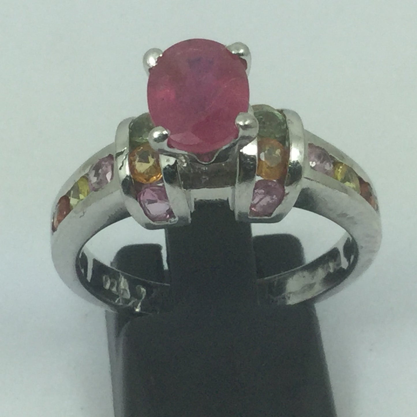 Beautiful Silver Ruby & Topaz Ring