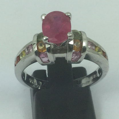 Beautiful Silver Ruby & Topaz Ring