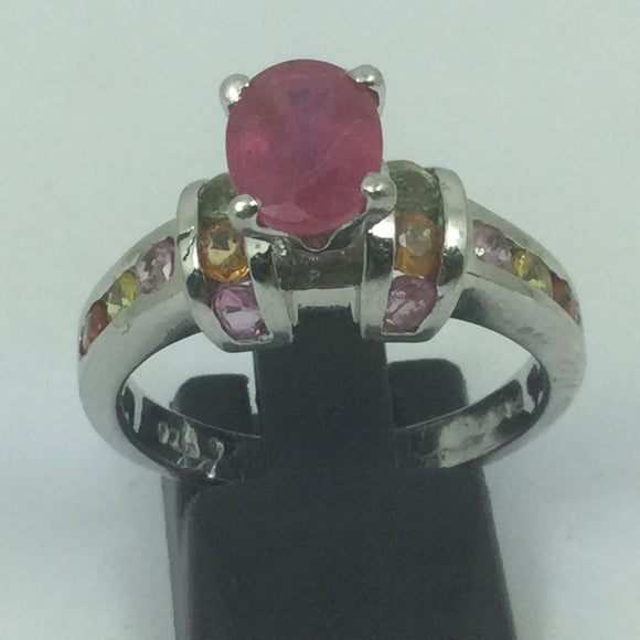 Beautiful Silver Ruby & Topaz Ring