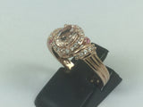 Silver Rose Gold Plated Cubic Zirconia & Rose Quartz Ring