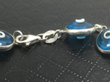 Cute Silver Baby Blue Evil Eye Necklace & Bracelet Set