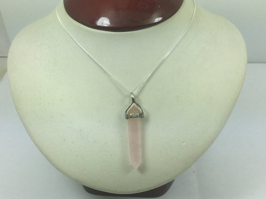 Silver & Rose Quartz Charm And Chain