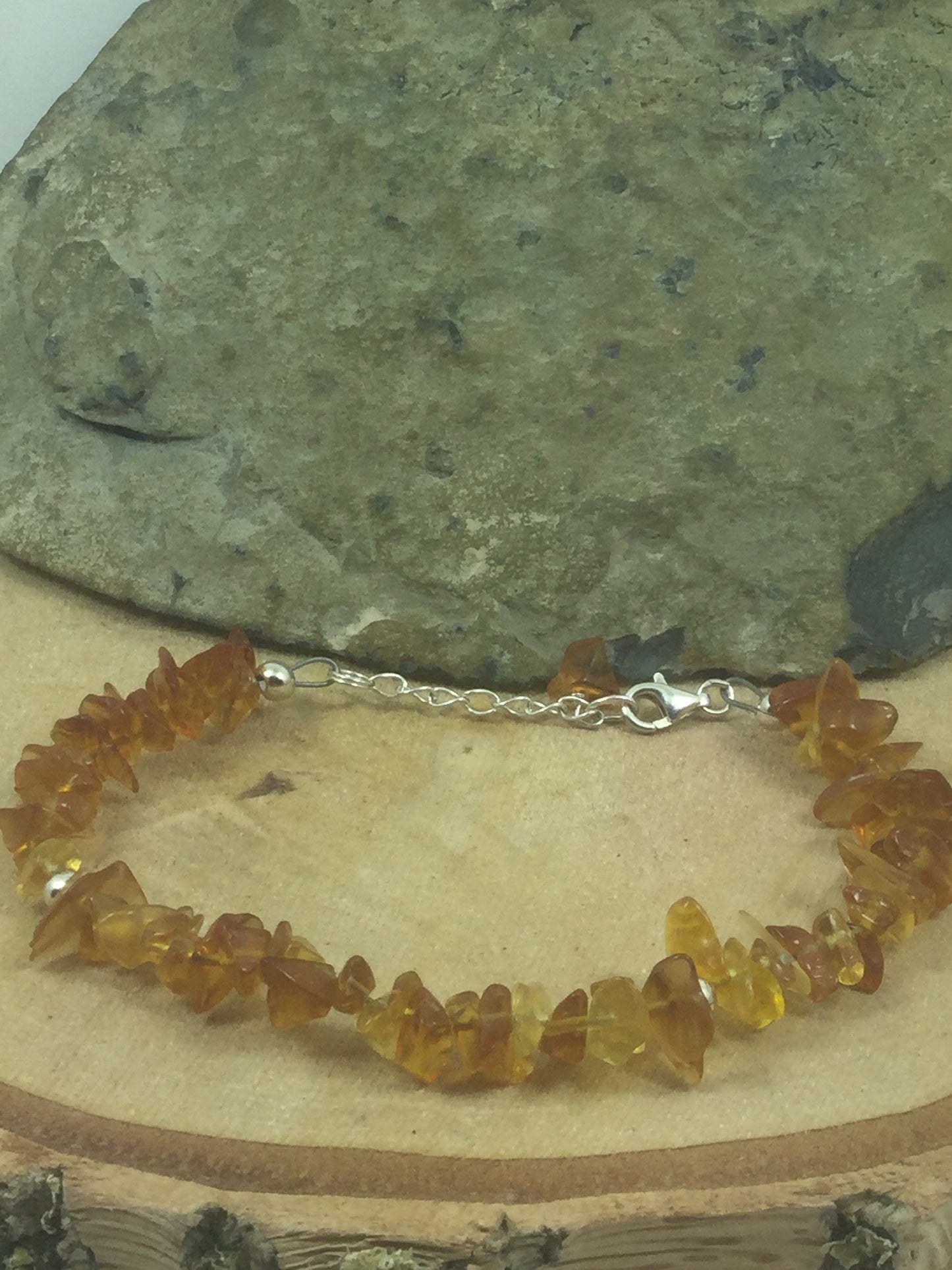 Adjustable Sterling Silver Genuine Gemstone Bracelet with Citrine / Yellow Quartz ( Happiness Positivity Abundance The Merchant Stone )