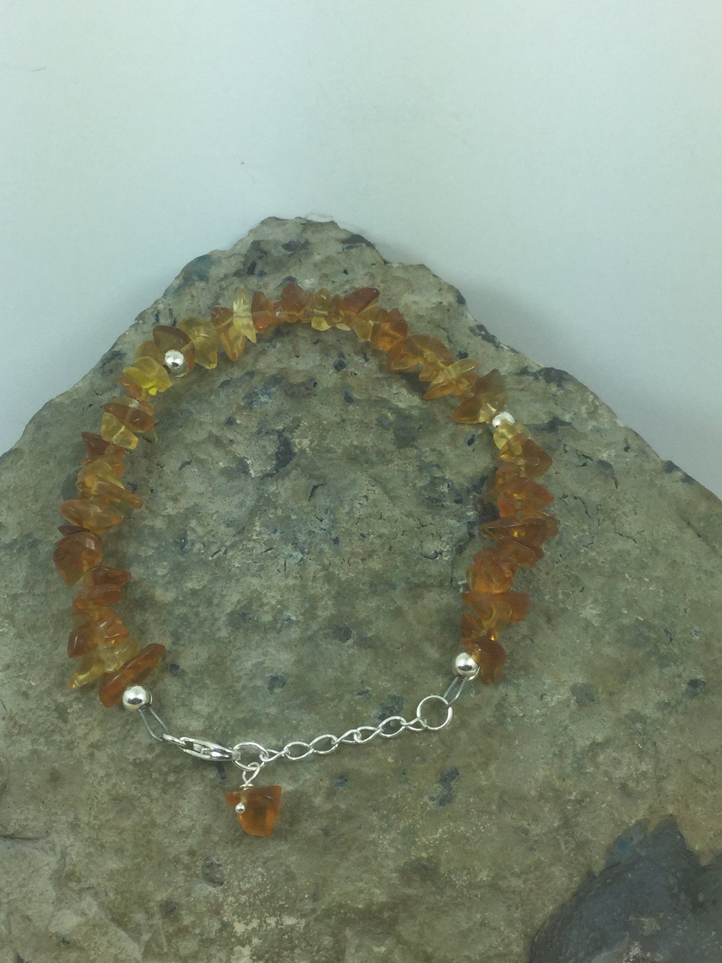Adjustable Sterling Silver Genuine Gemstone Bracelet with Citrine / Yellow Quartz ( Happiness Positivity Abundance The Merchant Stone )