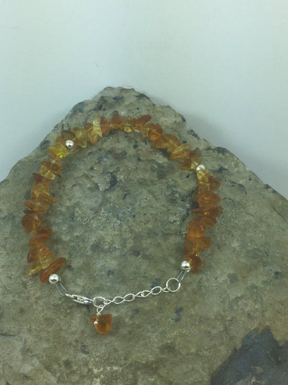 Adjustable Sterling Silver Genuine Gemstone Bracelet with Citrine / Yellow Quartz ( Happiness Positivity Abundance The Merchant Stone )