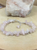 Adjustable Sterling Silver Genuine Gemstone Bracelet with Rose Quartz ( Unconditional Love )