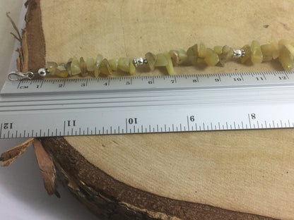 Adjustable Sterling Silver Genuine Gemstone Bracelet With Yellow Opal ( Stone Of Healing )