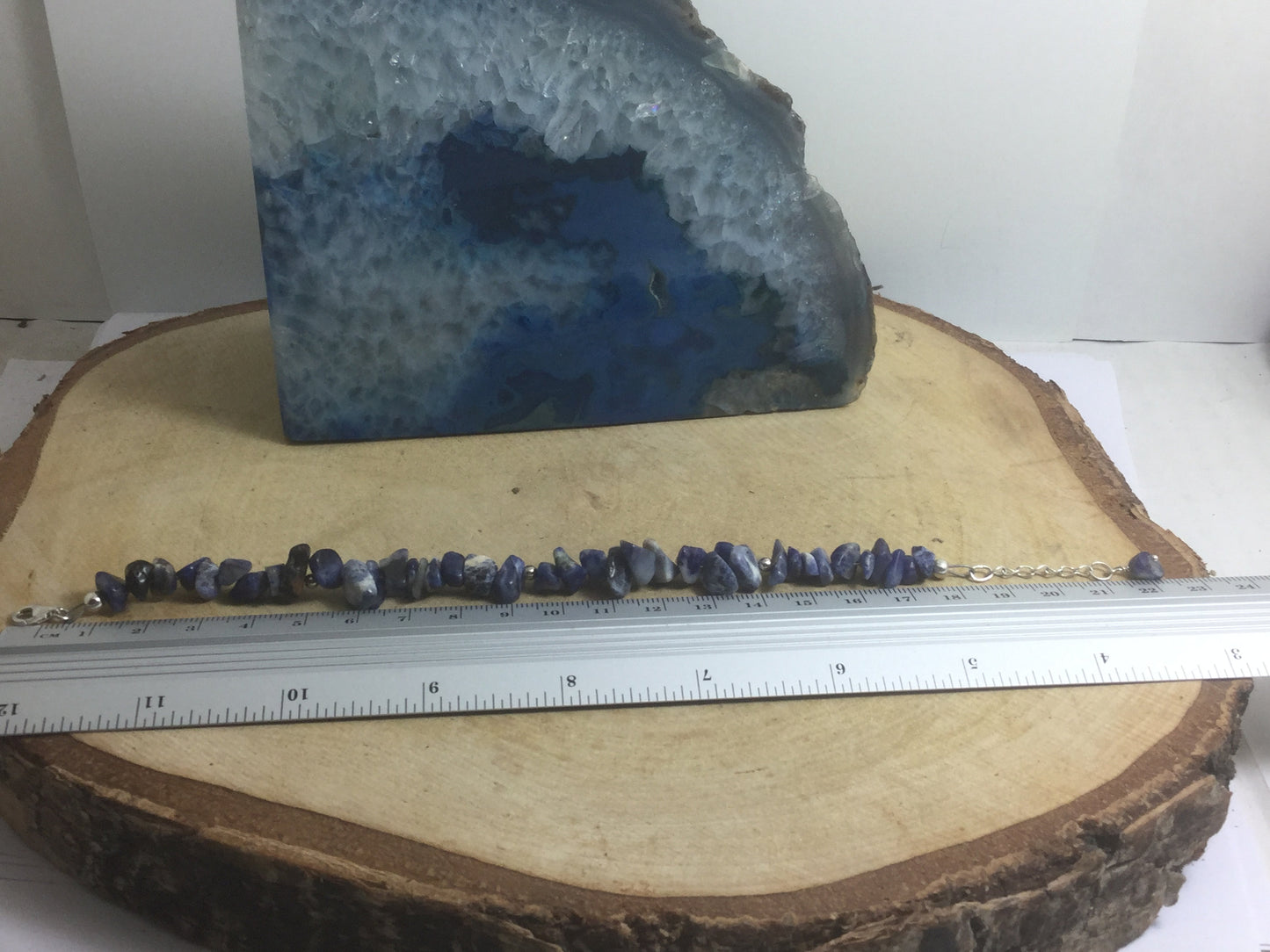 Adjustable Sterling Silver Genuine Gemstone Bracelet with Sodalite ( The Harmonizer )
