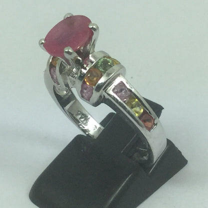 Beautiful Silver Ruby & Topaz Ring