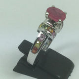 Beautiful Silver Ruby & Topaz Ring