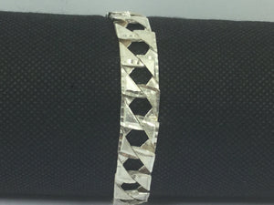 Silver Diamond Cut Link Bracelet