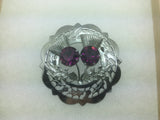 Vintage Sterling Silver Scottish Thistle with Amethyst ( Stone of Spirituality and Contentment ) Brooch / Pin