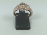Silver Rose Gold Plated Cubic Zirconia & Rose Quartz Ring