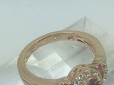 Silver Rose Gold Plated Cubic Zirconia & Rose Quartz Ring